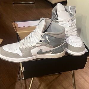 Nike Gray and White High-Top Sneakers
